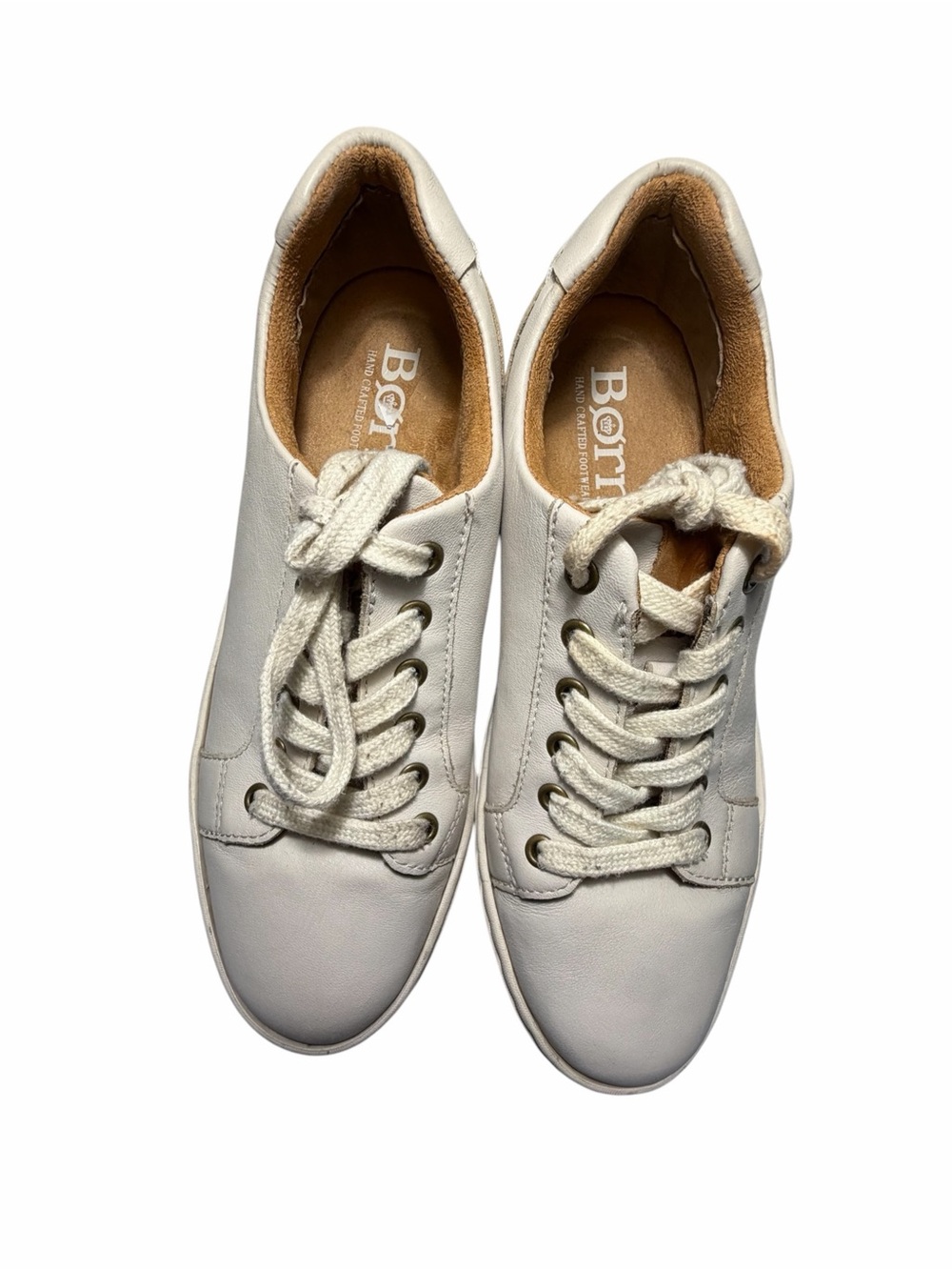 Born Mira Women's White Leather Lace-Up Sneakers Sz 6.5